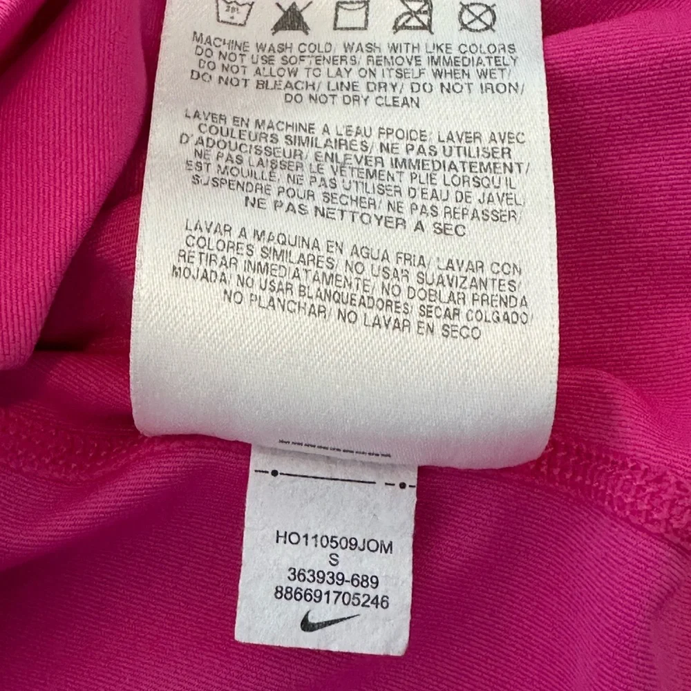 Nike Pink Dri-FIT V-Neck Short Sleeve Top with Yellow Swoosh